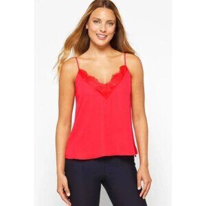 Socialite Lace Trim Red V-Neck Cami Tank Top‎ XS